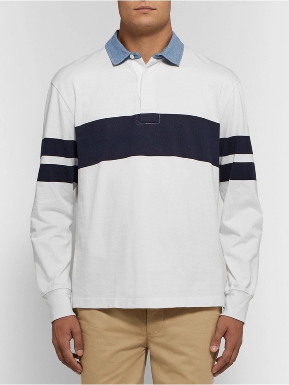 J. Crew Rugby Polo Chambray Trimmed